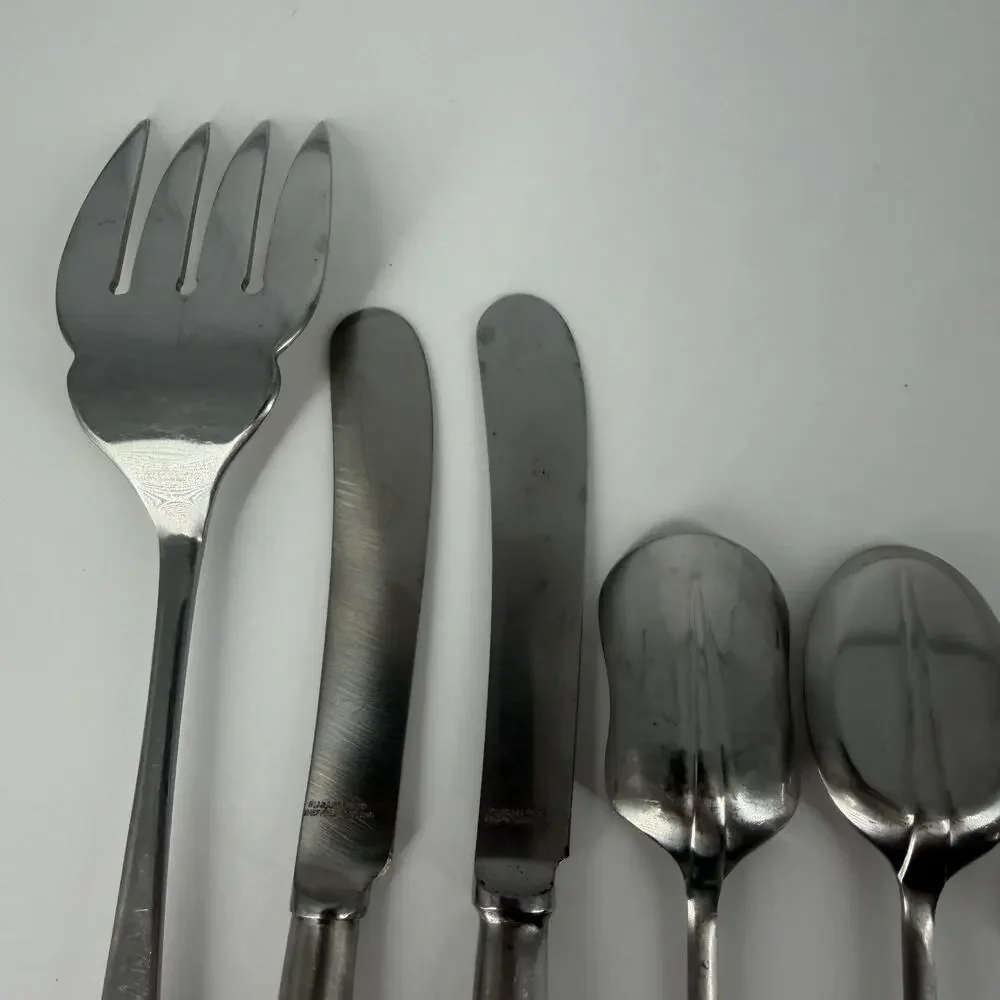 7X Serving Cooper Bros QUEEN ANNE Stainless England Fork Bonbon Sugars Spoons